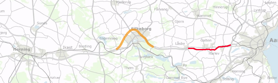 60 km fra Herning ligger der 16 km motorvej med navnet Herningmotorvejen ...